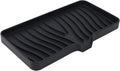 YASMEN Silicone Bathroom Soap Dishes, Sink Sponge Holder for Kitchen, Rubber Soap Dish with Drain, Shower Soap Sponge Tray, Sink or Counter Organizer, for Bar Soap, Bottle, Dish Soap Dispenser-Black