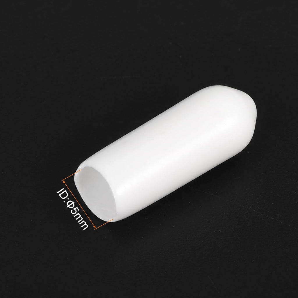 uxcell 20pcs Rubber End Caps 5mm ID Vinyl Round End Cap Cover Screw Thread Protectors White