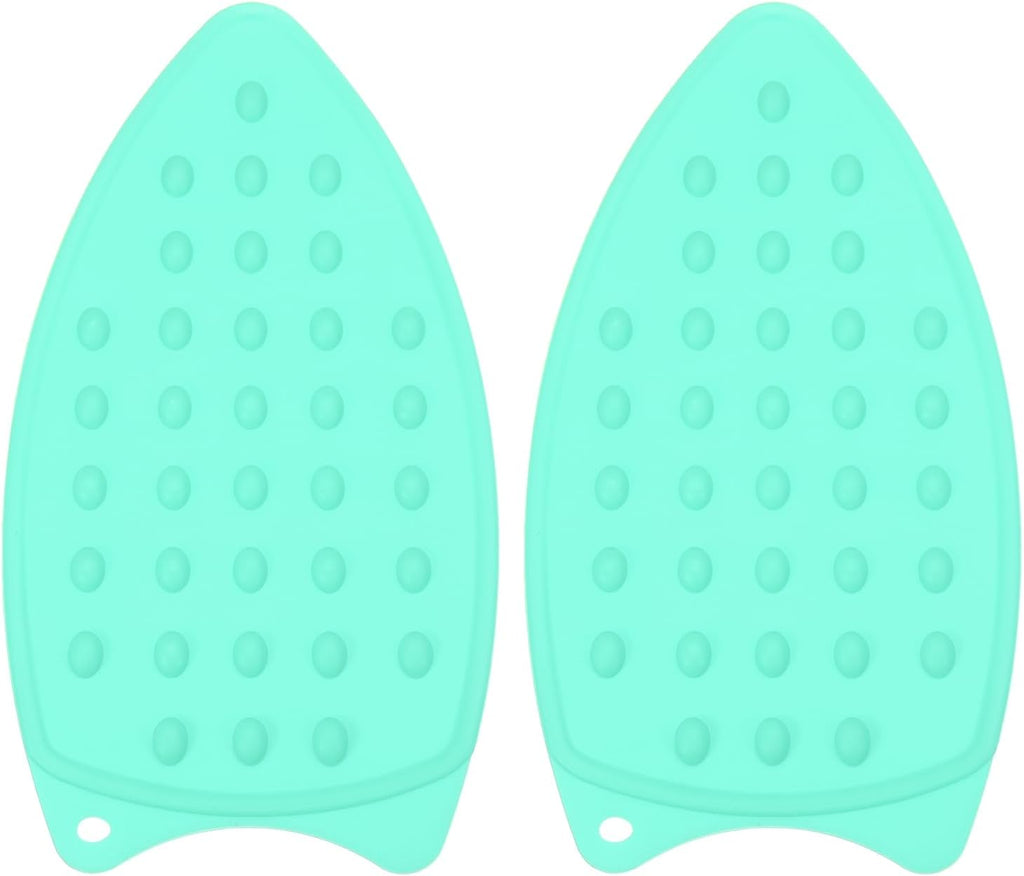 PATIKIL Silicone Iron Rest Pad, 2 Pcs Multipurpose Hot Heat Resistant Iron Rest Plate Protective Pad for Ironing Board Hot Resistant Steamer Steam Compact Mat, Lake Blue