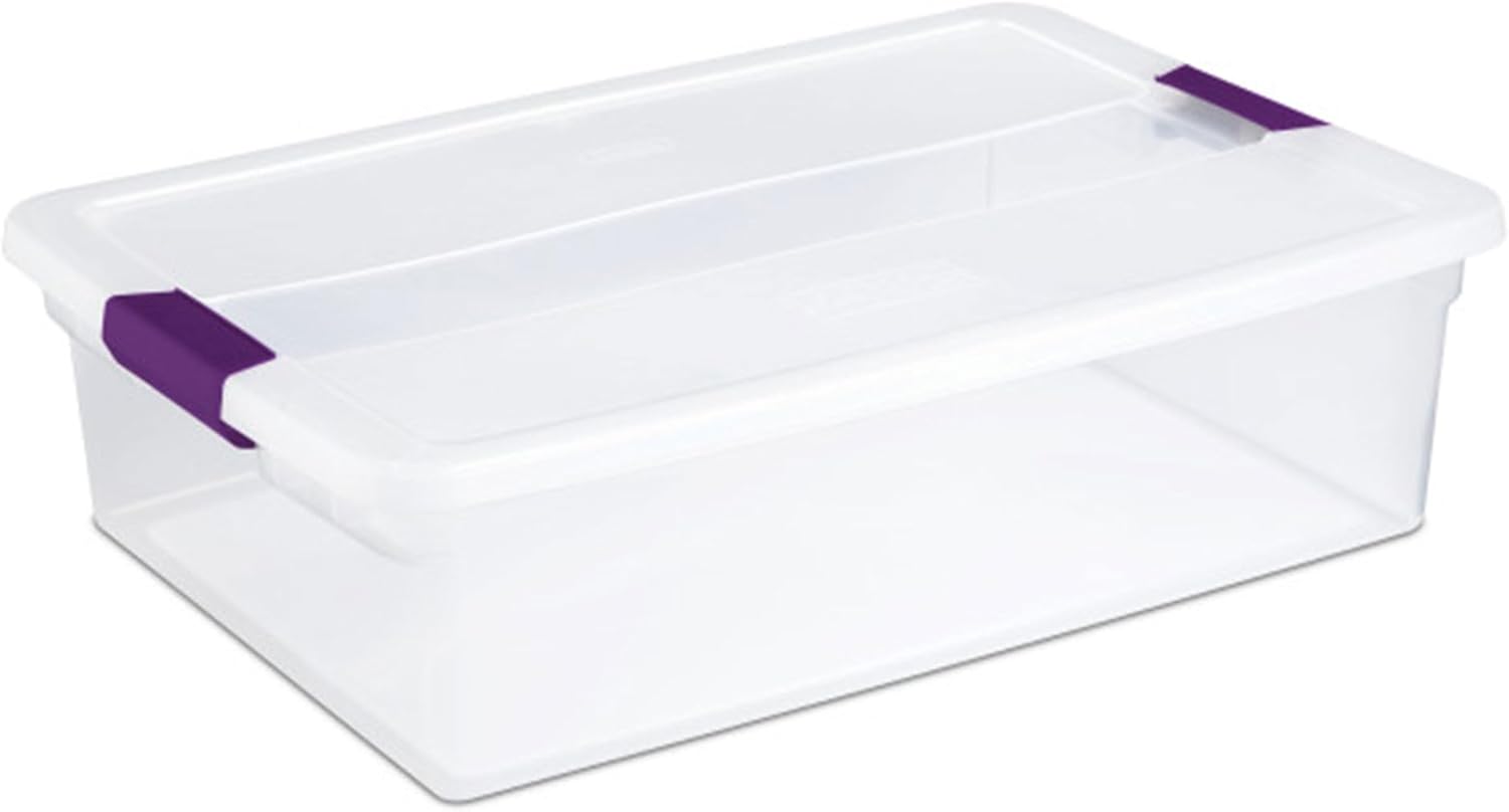 Sterilite 18-Pack 32 Quart ClearView Latch Box, Stackable Organizer Bins with Latching Lids - Clear Plastic Organization Containers for Closet, Bedroom, Shelving Units and Everyday Home Storage