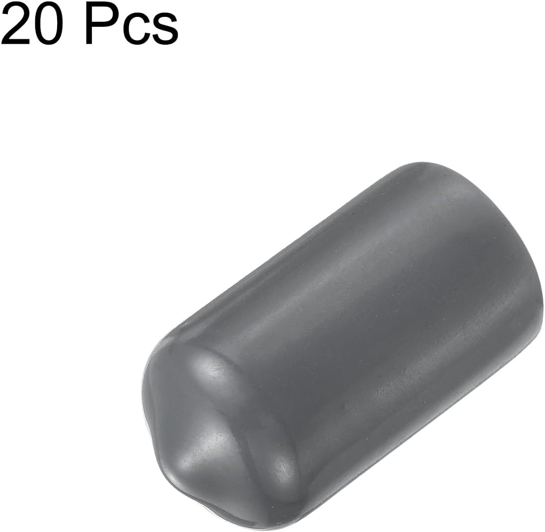 uxcell 20pcs Rubber End Caps 11.5mm ID Vinyl Round Tube Bolt Cap Cover Thread Protectors Dark Grey