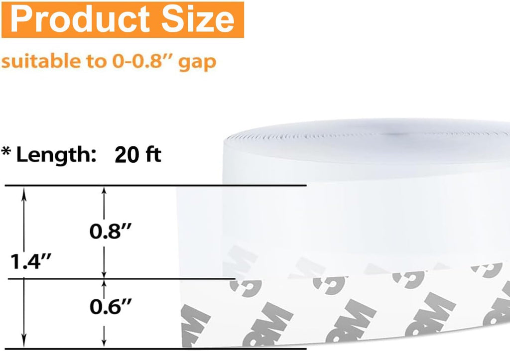 20 Ft Weather Stripping Door Seal Strip,Shower Door Bottom Seal,Self Adhesive Silicone Draft Stopper,for Door Frame,Windows and Shower Door (Transparent, 35mm)