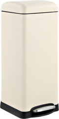 happimess HPM1007F Betty Retro 8-Gallon Step-Open Trash Can with Soft-Close Lid, Fingerprint Resistant, Modern, Minimalistic for Home, Kitchen, Laundry Room, Office, Bedroom, Bathroom, Almond
