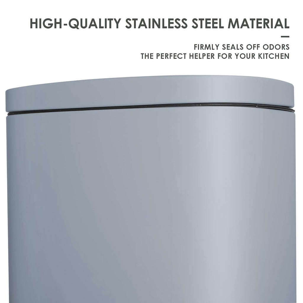 AthLike Trash Can, Stainless Steel Kitchen Garbage Can, Step Waste Bin with Hinged Lid and Removable Inner Bucket, Soft-Close, Dustbin for Bathroom Bedroom Living Room Home (Haze Blue, 8 Gal)