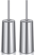 Toilet Brush and Holder, 2 Pack Toilet Brush Stainless Steel, Toilet Bowl Brush for Bathroom Toilet-Ergonomic, Elegant,Durable (Silver)