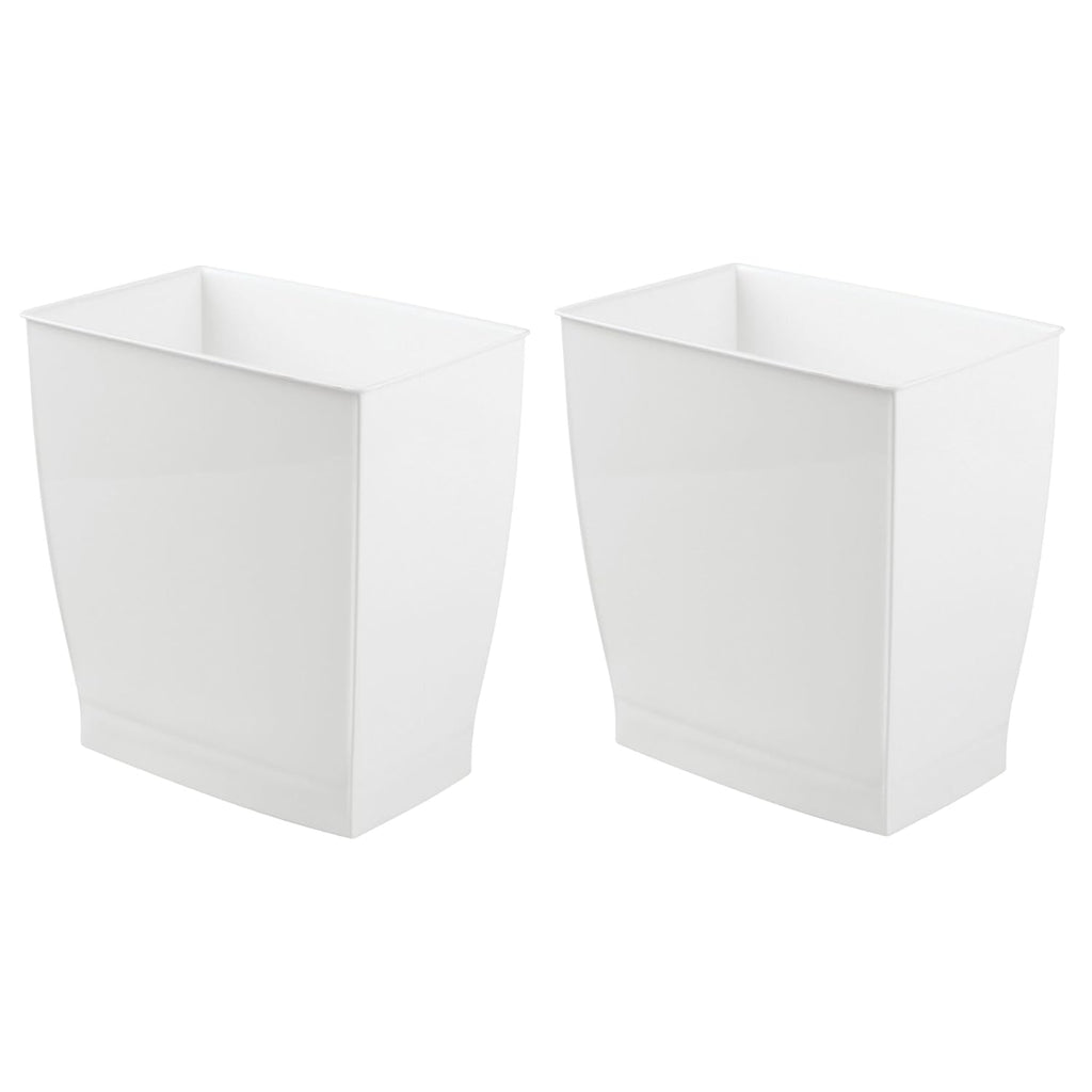 iDesign Small Rectangular Bathroom Trash Cans - Set of 2 - White - Made in USA