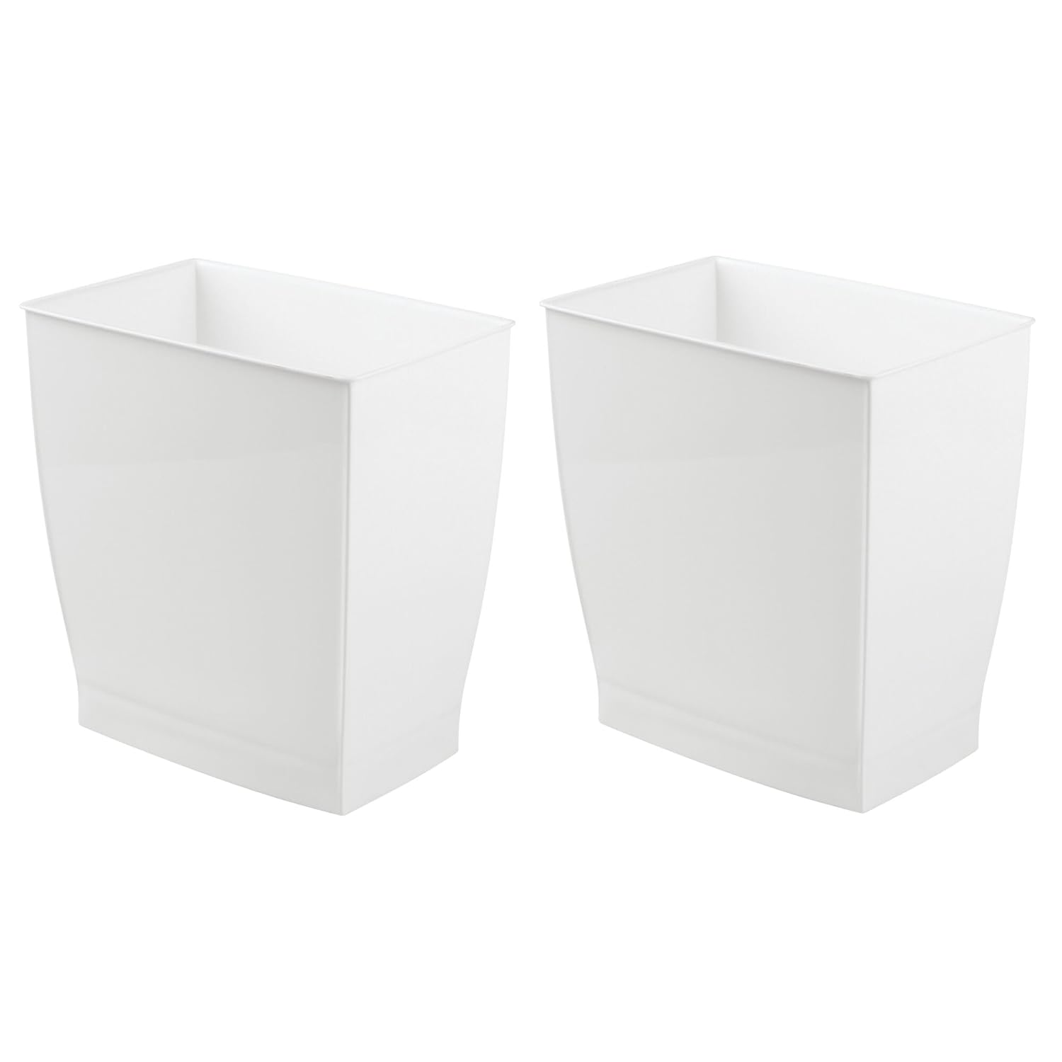 iDesign Small Rectangular Bathroom Trash Cans - Set of 2 - White - Made in USA
