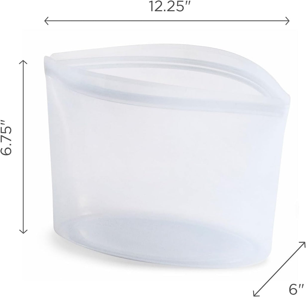 Stasher Premium Silicone Reusable Food Storage Bowl, 8-Cup, Clear, Microwave, Sous Vide, Dishwasher, Oven and Freezer Safe, Travel Container, BPA Free, Leak-free, Eco-friendly