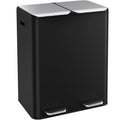 16 Gal (2 x 30 L) Dual Trash Can, Stainless Steel Kitchen Garbage Bin, Recycle Dustbin with Odor Control Box, Soft-Close Lid, Inner Buckets, Side Handle, Step Pedal, for Home Office