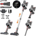 Cordless Vacuum Cleaner, 6-in-1 Lightweight Stick Vacuum with 45mins Runtime, LED Display & Light, Self-Standing, Rechargeable Cordless Vacuum for Carpet, Tile, Pet Hair, Hardwood Floors (Gray)