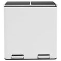 AthLike 60L(16 Gal) Dual Trash Can, Stainless Steel Kitchen Garbage Can, Double Compartment Classified Rubbish Bin, Recycle Dustbin w/Plastic Inner Buckets, Soft-Close Lid, Airtight, White