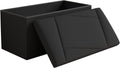 Folding Storage Ottoman Bench, 30 Inches Storage Chest, End of Bed Bench,Folding Ottoman for Bedroom, Entryway and Living Room, 30"x15"x15",Black
