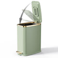 CEROELDA Small Bathroom Trash Can with Lid Soft Close-5L/1.3 Gal Slim Garbage Can-Metal Step Wastebasket-Rectangle Narrow Waste Bin for Office, Bedroom, Toilet, Live Room (Green)