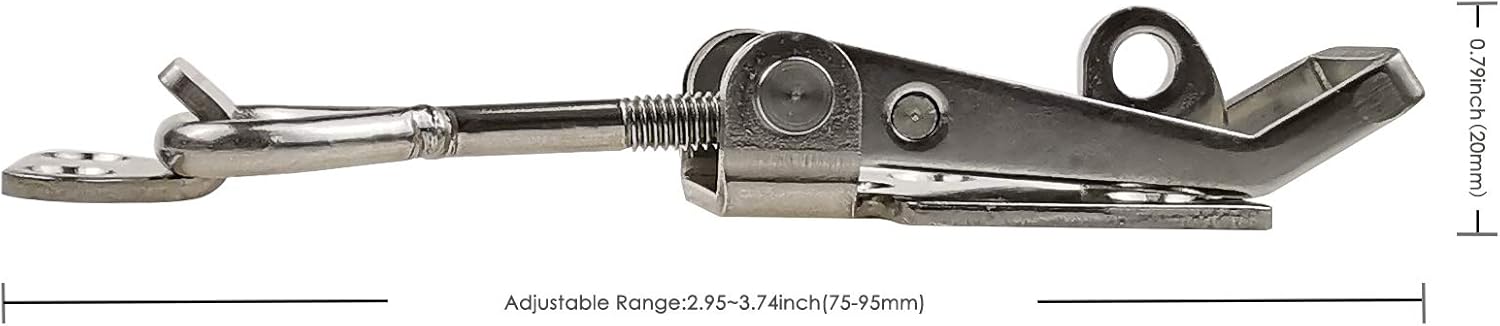 Adjustable Latch Buckle Cabinet Boxes Lever Handle Toggle Catch Latch Lock,Silver,Adjustable Range:75-95mm,2 Pcs