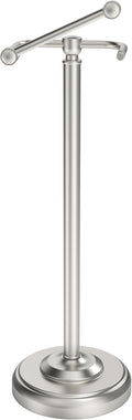 Toilet Paper Holder Stand, Brushed Nickel Toilet Paper Holder Free Standing, Post Pivoting Design & Stable Weighted Base SUS304 Stainless Steel for Bathroom(Mega Roll)