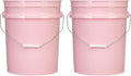 House Naturals 5 Gallon Premium HPDE Plastic Bucket - Made in USA Food Grade Storage Container, BPA Free All Purpose Pail (2, Pink)
