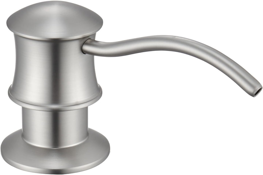 Built in Soap Dispenser for Kitchen Sink Countertop, Solid Brass Pump Head Long Spout with 10.2 Ounce PET Food Safe Material Lotion Bottle, Brushed Nickel Finish