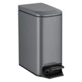 TIPGO Slim Bathroom Trash Can with Lid Soft Close, 6 Liter / 1.6 Gallon Stainless Steel Garbage Can with Removable Inner Bucket, Step Pedal, Small Trash Cans for Bedroom, Office, Kitchen (Grey)