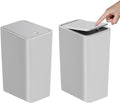 TIPGO Bathroom Trash Can with Lid, 10 Liter/ 2.6 Gallon Slim Garbage Can, Small Trash Bin Waste Basket with Pop-Up Lid for Kitchen, Bedroom, Living Room, Office (2 Pack, Grey)