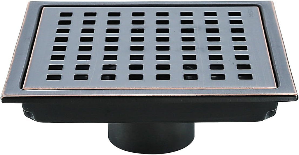 RANDOM Oil Rubbed Bronze Shower Drain Square 6 Inch Shower Floor Drain Grate & Removable Hair Strainer 304 Stainless Steel Shower Drain Cover Bathroom Accessories.RD98738-ORB