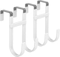 FYY Over The Door Hooks - 2 Pack Heavy Duty Dual-Hook Organizer Hanger with Non-Slip Rubber for Towels, Clothes, Hats & Bags Use in Bathroom, Bedroom, Kitchen - Fits Interior Doors Up to 1 3/8" White