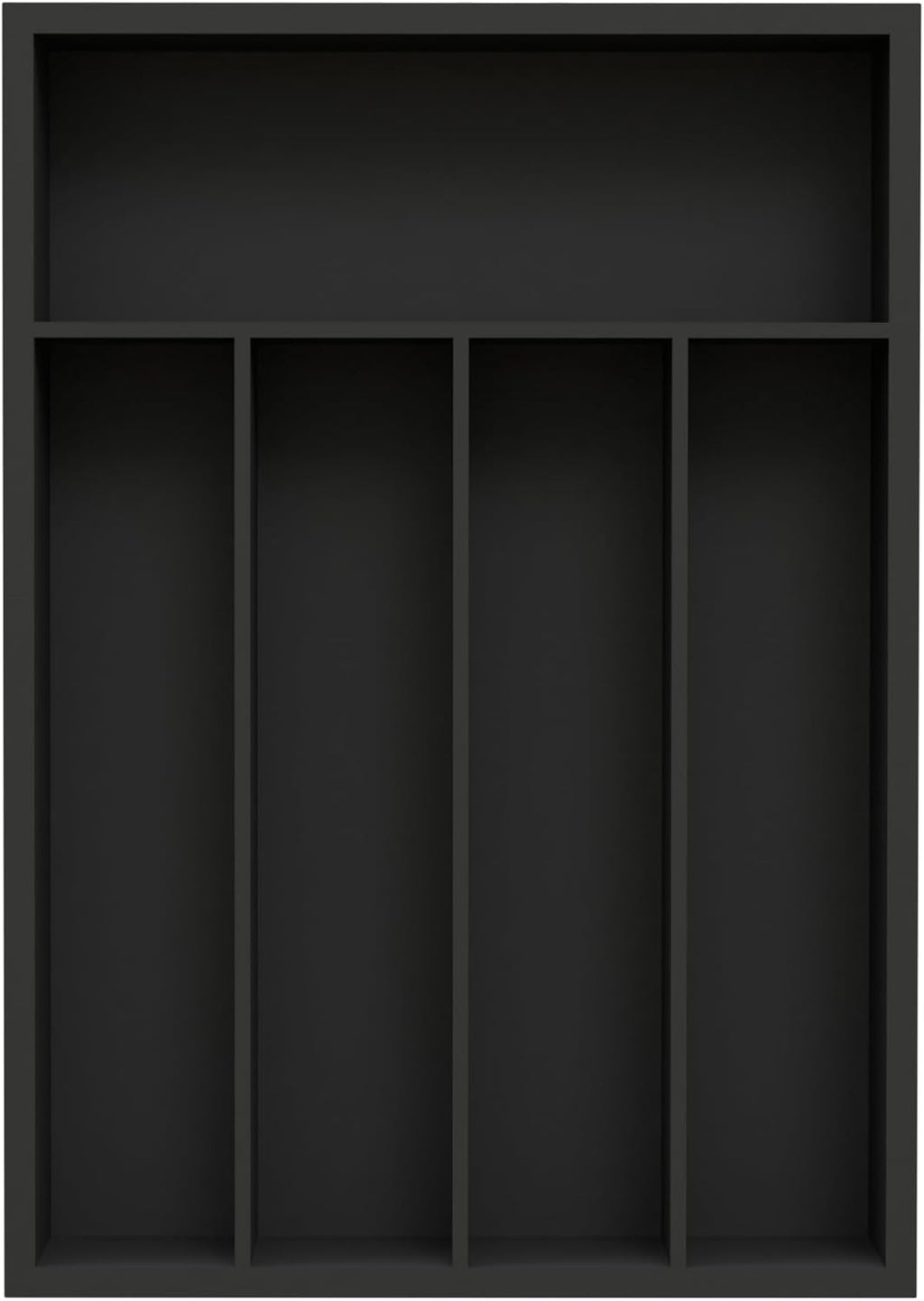 Bamboo Kitchen Drawer Organizer - silverware organizer - Cutlery Tray - Utensil Tray - drawer dividers and Utensil Holder with Wood Silverware Holder for Flatware Cutlery (5 Slots, Black)
