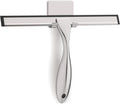 All-Purpose Stainless Steel Shower Squeegee for Glass Doors with Adhesive Hooks, Squeegee for Shower Glass, Bathroom Household Cleaner Tool for Window Mirror Tile Wall Car, 10 Inch Silver