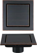 RANDOM Oil Rubbed Bronze Shower Drain Square with Removable Tile Insert Shower Drain Cover and Hair Strainer SUS 304 Stainless Steel 6 inch Shower Floor Drain