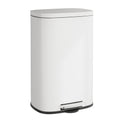 WLIVE 13 Gallon Stainless Steel Trash Can with Inner Bucket, Kitchen Garbage Can with Lid, 50L Soft Close Step Trash Can with Metal Foot for Home, Kitchen, Laundry Room, Office, White