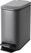 Cesun Small Bathroom Trash Can with Lid Soft Close, Step Pedal, 6 Liter / 1.6 Gallon Stainless Steel Garbage Can with Removable Inner Bucket, Anti-Fingerprint Finish (Gray)