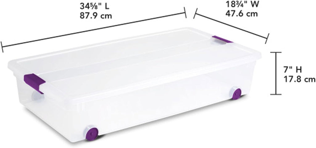 Sterilite 8-Pack 60 Quart ClearView Latch Box, Wheeled Underbed Organizer Bins with Latching Lids - Clear Plastic Organization Containers for Closet, Bedroom, Shelving Units and Everyday Home Storage