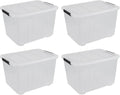 70 Quart Clear Plastic Large Storage Box with Wheels, 4-Pack Plastic Storage Bins with Lids