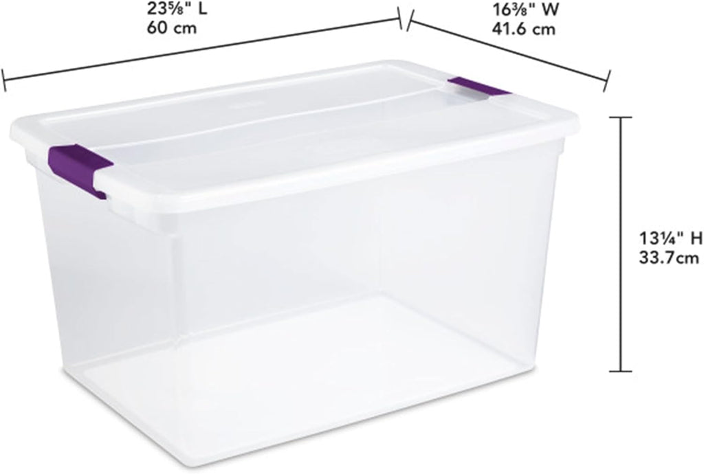 Sterilite 6 Pack 66 Quart ClearView Latch Box, Stackable Organizer Bins with Latching Lids - Clear Plastic Organization Containers for Closet, Bedroom, Shelving Units and Everyday Home Storage