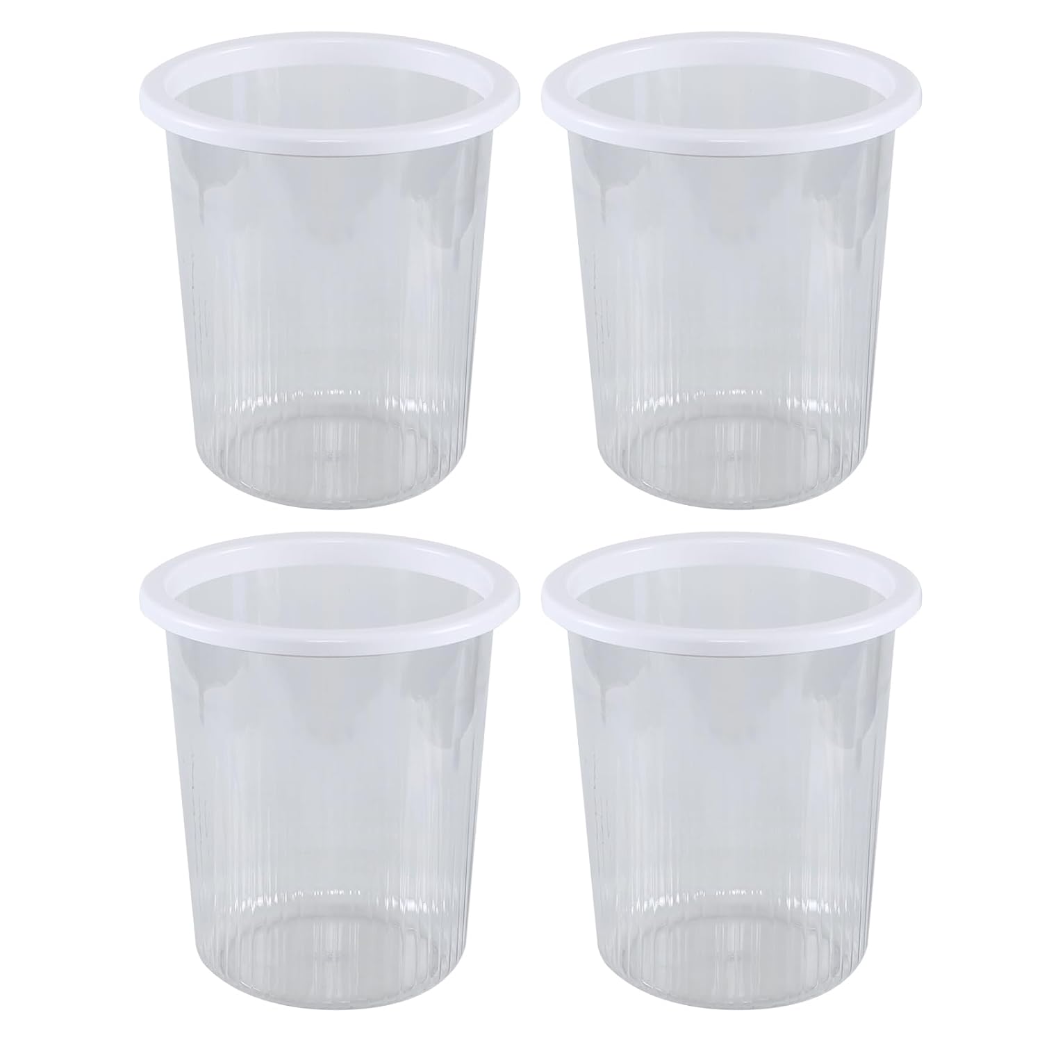 4-Pack Waste Basket Plastic, Small Plastic Garbage Can, Clear, 4 Gallon