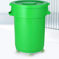 32-Gallon Round Commercial Trash Can with Lid and Dolly – Heavy-Duty Plastic Garbage Bin for Restaurants, Kitchens, Janitorial Use, Indoor – Mobile Waste Container on Wheels (Green)