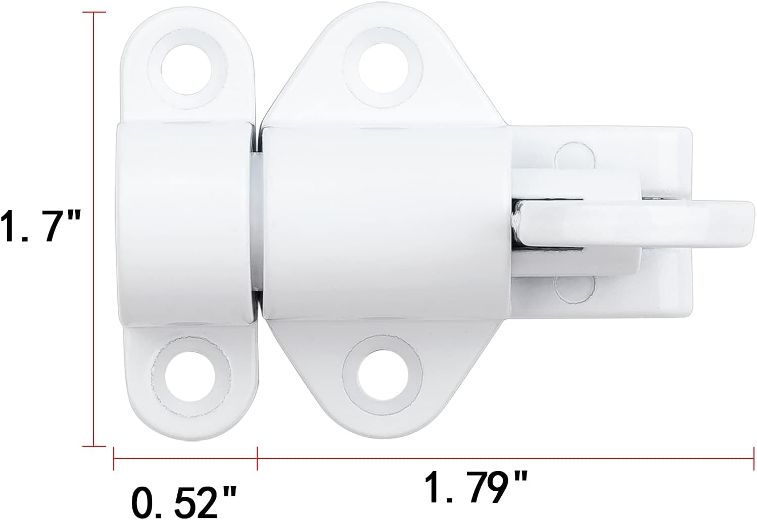 6 Packs Self-Closing Latches，White Spring Door Lock，Resilient Bolt Latch Aluminum Alloy Safety Automatic Spring Barrel Slide Door Lock with Screws,Used for Gate,Window and Cabinet etc