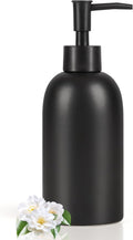 Natheeph 14OZ Ceramic Soap Dispenser Ceramic Soap Pump Dispenser Can Fill Liquid for Bathroom/Kitchen (Black)