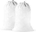 2 Pack - Extra Large Cotton Laundry Bag, Heavy Duty Large Laundry Bags 24 x 36 inch XL Drawstring Travel Organizer Bag Fit Hamper Basket Camp (WHITE, Pack of 2)