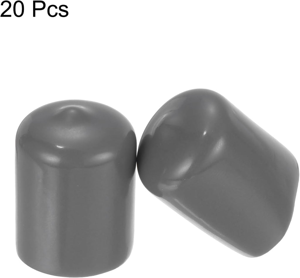 uxcell 20pcs Rubber End Caps 21mm ID Vinyl PVC Round Tube Bolt Cap Cover Screw Thread Protectors Dark Grey