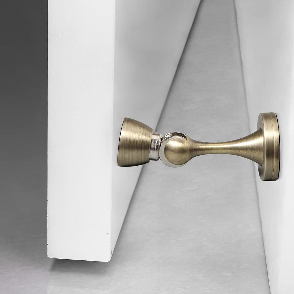 YAGU Door Stopper 1 Pack Magnetic, Zinc Alloy Brushed Bronze Door Stops Catch Holder Wall Floor Mounted, Magnet Metal Soft-Catch