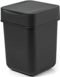 carrotez Mini Trash Can, Coffee Bar, Vanity, Desk, Countertop, 2 Liter/ 0.5 Gallon, Mini Wastebasket, Garbage Container Bin - Black