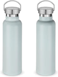 Neihepal 20 oz Insulated Water Bottles Bulk 2 Pack,Stainless Steel Double Wall Sport Bottle with Lid of Handle,Metal Reusable Thermoses Flask with Cup Cap for School,Cyclists,Gift (Fog,Set of 2)