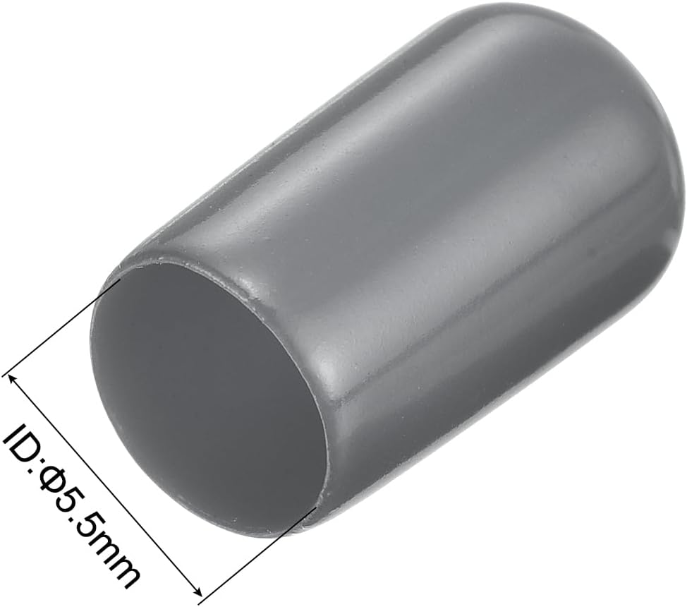 uxcell 20pcs Rubber End Caps 5.5mm ID Vinyl Round Tube Bolt Cap Cover Thread Protectors Dark Grey