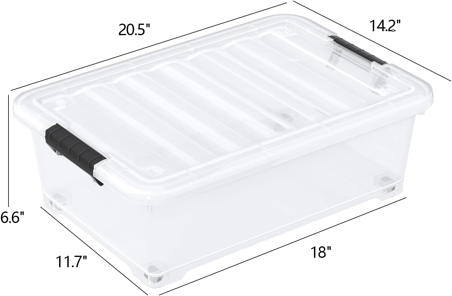 20 Quart Under Bed Shoe Storage Container Bin with Wheels for Underbed, Home or Office Organization, Set of 4