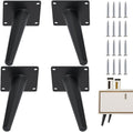 4PCS 5 Inch Matte Black Tapered Angled Legs for Furniture, Metal Mid Century Mordern Feet, Heavy Duty Slanted Stand Legs Kit for Couch, Coffee Table, Desk, Dresser, Sofa, Chair
