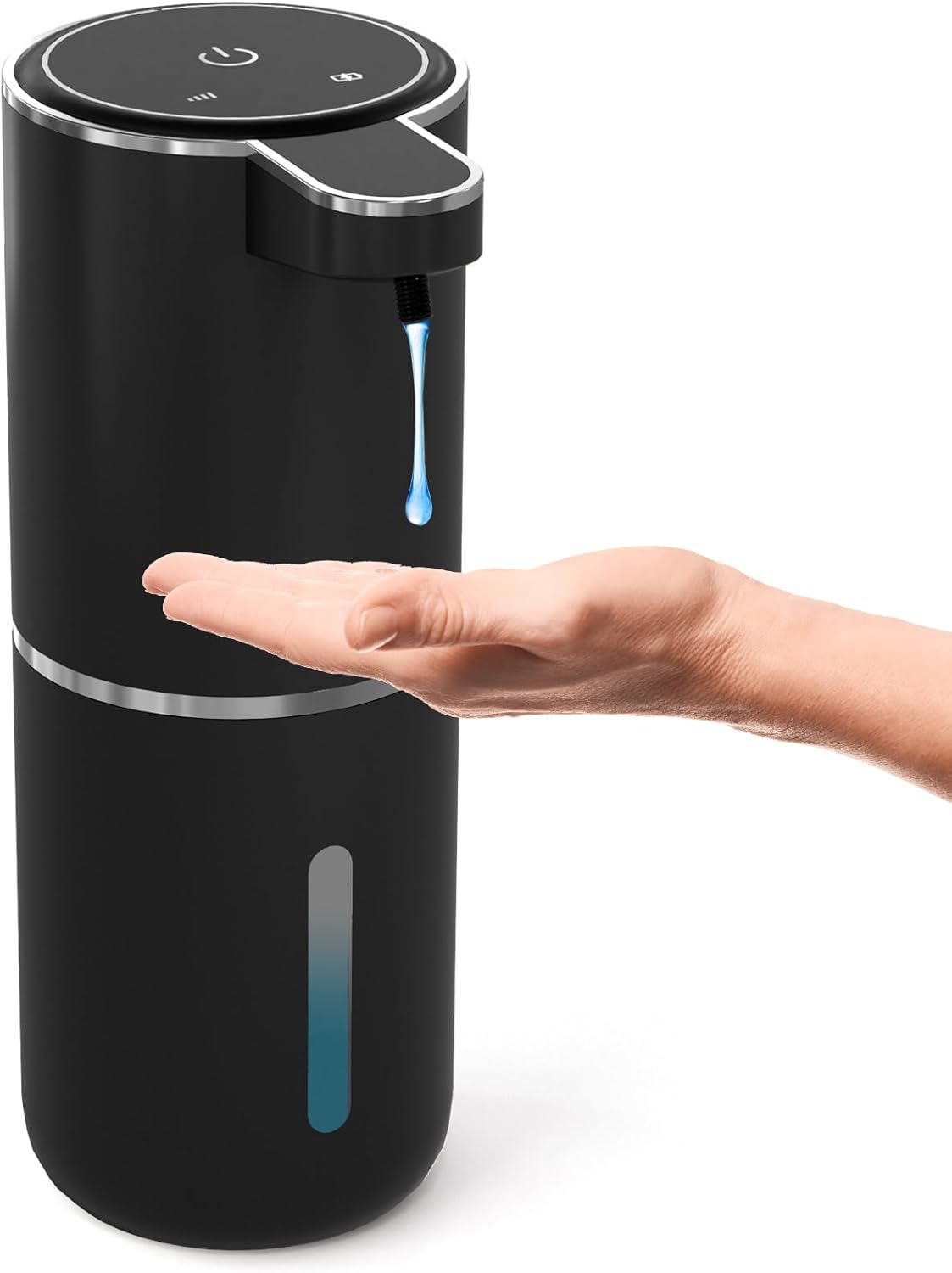 Automatic Soap Dispenser Touchless,Liquid Hand Soap Dispenser 12.8oz USB 4levels Adjustable Dispenser Electric Wall Mounted Smart for Bathroom and Kitchen Dish Soap，Easy for Toddlers(Black)