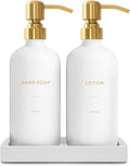 Gold Soap Dispenser Bathroom Set, Hand and Lotion Dispenser with Stainless Steel Pump, Perfect for Modern Bathroom Decor. (Gold)