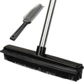 Rubber Broom and Pet Hair Removal Brush Set for Carpet,Fur Remover Rake with Squeegee,Lint Brush for Pet Dog Cat Hair
