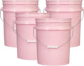 House Naturals 5 Gallon Premium HPDE Plastic Bucket - Made in USA Food Grade Storage Container, BPA Free All Purpose Pail (4, Pink)