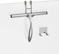 Shower Squeegee and Window Squeegee, Stainless Steel, 100% Streak-Free, Cleaner for Bathroom Showers Glass Doors, Home Mirrors, Car Windows Wiper, Adhesive Holder, Shower Door Hook, 10 Inch, Silver